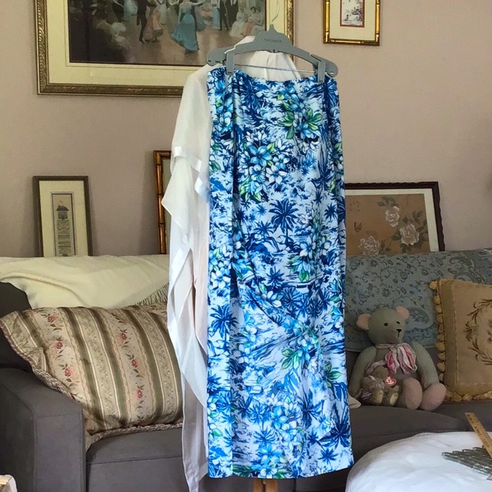 Vintage 🏖️ Jantzen Swim Hawaiian Drawstring Coverup Column Dress Sz.S - Picture 6 of 6